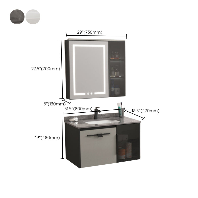 Contemporary Square Sink Cabinet Mirror Cabinet Bathroom Wall Mount Vanity Cabinet Clearhalo 'Bathroom Remodel & Bathroom Fixtures' 'Bathroom Vanities' 'bathroom_vanities' 'Home Improvement' 'home_improvement' 'home_improvement_bathroom_vanities' 6328202