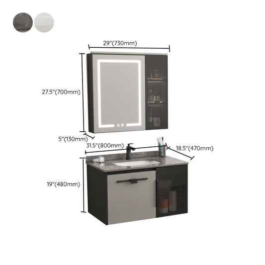 Contemporary Square Sink Cabinet Mirror Cabinet Bathroom Wall Mount Vanity Cabinet Clearhalo 'Bathroom Remodel & Bathroom Fixtures' 'Bathroom Vanities' 'bathroom_vanities' 'Home Improvement' 'home_improvement' 'home_improvement_bathroom_vanities' 6328202