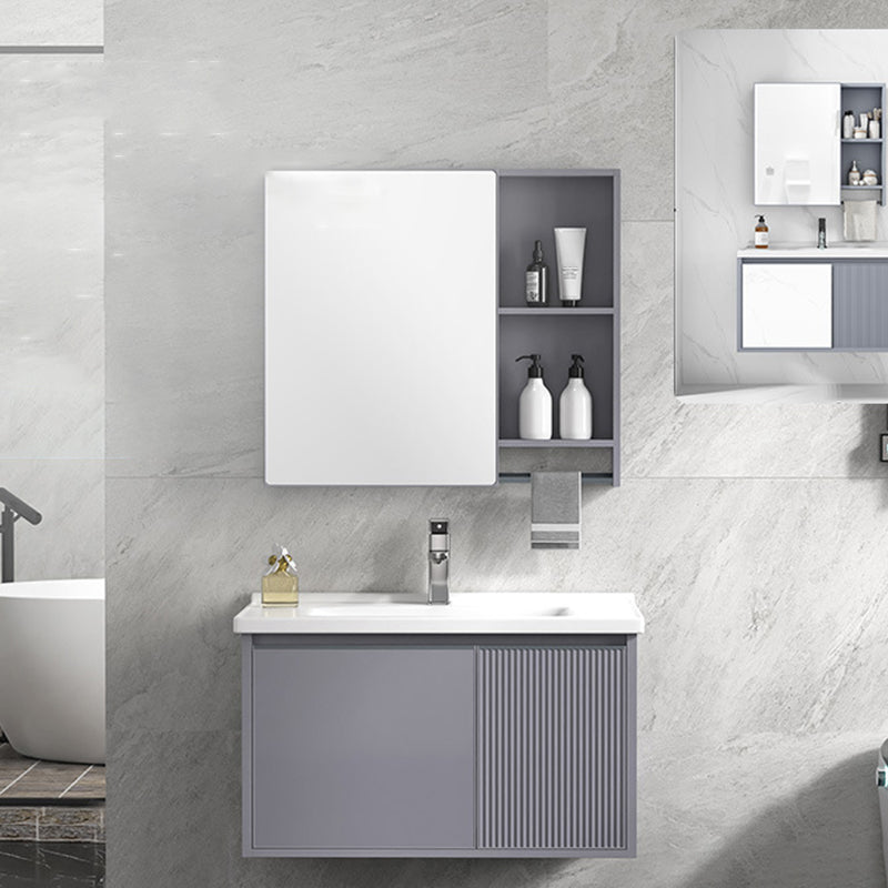 Modern Wall Mount Sink Vanity Metal Bathroom Vanity Cabinet with Mirror Cabinet Clearhalo 'Bathroom Remodel & Bathroom Fixtures' 'Bathroom Vanities' 'bathroom_vanities' 'Home Improvement' 'home_improvement' 'home_improvement_bathroom_vanities' 6328203
