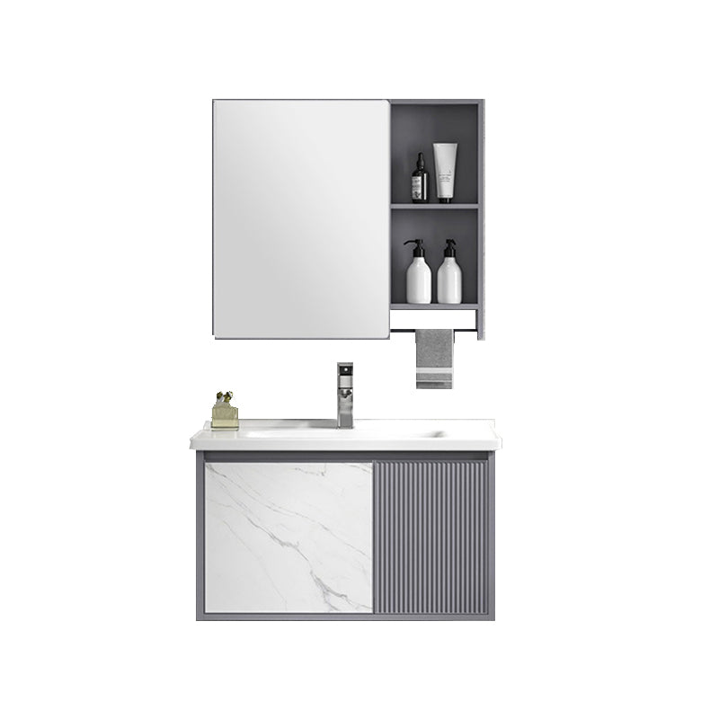 Modern Wall Mount Sink Vanity Metal Bathroom Vanity Cabinet with Mirror Cabinet Clearhalo 'Bathroom Remodel & Bathroom Fixtures' 'Bathroom Vanities' 'bathroom_vanities' 'Home Improvement' 'home_improvement' 'home_improvement_bathroom_vanities' 6328212