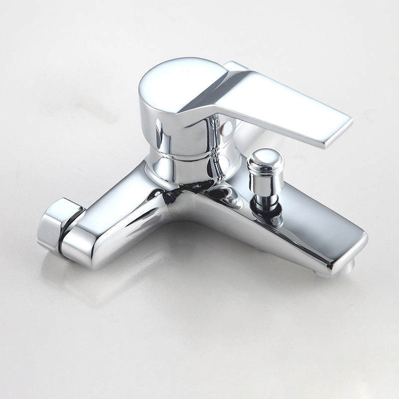 Modern Silver Faucet Copper with 1-Handles 2-Hole Bathroom Faucet Clearhalo 'Bathroom Remodel & Bathroom Fixtures' 'Bathtub Faucets' 'bathtub_faucets' 'Home Improvement' 'home_improvement' 'home_improvement_bathtub_faucets' 6328232