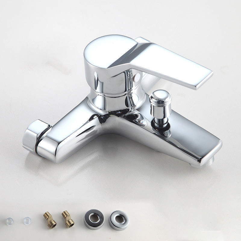 Modern Silver Faucet Copper with 1-Handles 2-Hole Bathroom Faucet Silver Clearhalo 'Bathroom Remodel & Bathroom Fixtures' 'Bathtub Faucets' 'bathtub_faucets' 'Home Improvement' 'home_improvement' 'home_improvement_bathtub_faucets' 6328233
