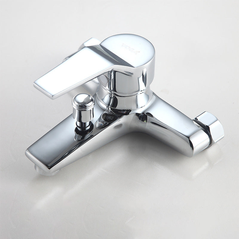 Modern Silver Faucet Copper with 1-Handles 2-Hole Bathroom Faucet Clearhalo 'Bathroom Remodel & Bathroom Fixtures' 'Bathtub Faucets' 'bathtub_faucets' 'Home Improvement' 'home_improvement' 'home_improvement_bathtub_faucets' 6328235
