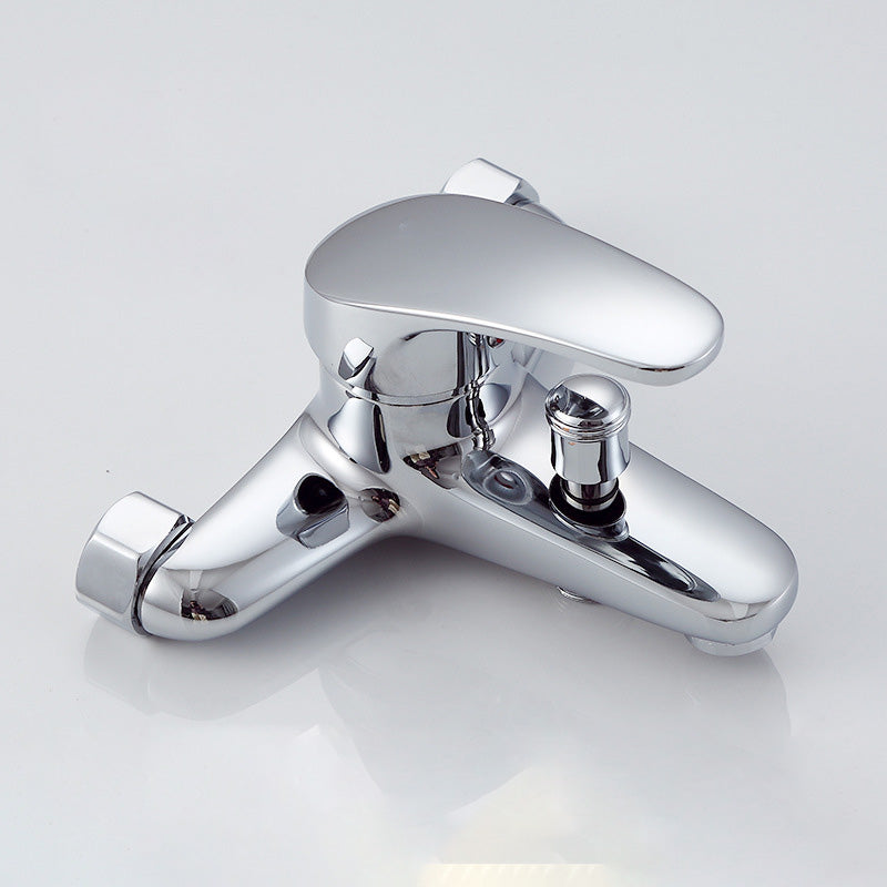 Modern Silver Faucet Copper with 1-Handles 2-Hole Bathroom Faucet Clearhalo 'Bathroom Remodel & Bathroom Fixtures' 'Bathtub Faucets' 'bathtub_faucets' 'Home Improvement' 'home_improvement' 'home_improvement_bathtub_faucets' 6328241