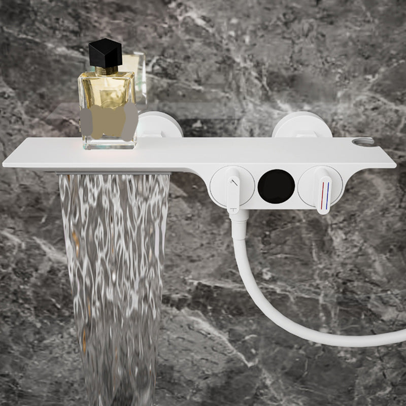 Modern Wall Mounted Faucet 2-Handle and 2-Hole Bath Faucet Trim Clearhalo 'Bathroom Remodel & Bathroom Fixtures' 'Bathtub Faucets' 'bathtub_faucets' 'Home Improvement' 'home_improvement' 'home_improvement_bathtub_faucets' 6328251