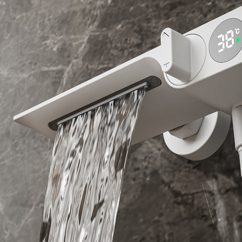 Modern Wall Mounted Faucet 2-Handle and 2-Hole Bath Faucet Trim Clearhalo 'Bathroom Remodel & Bathroom Fixtures' 'Bathtub Faucets' 'bathtub_faucets' 'Home Improvement' 'home_improvement' 'home_improvement_bathtub_faucets' 6328259