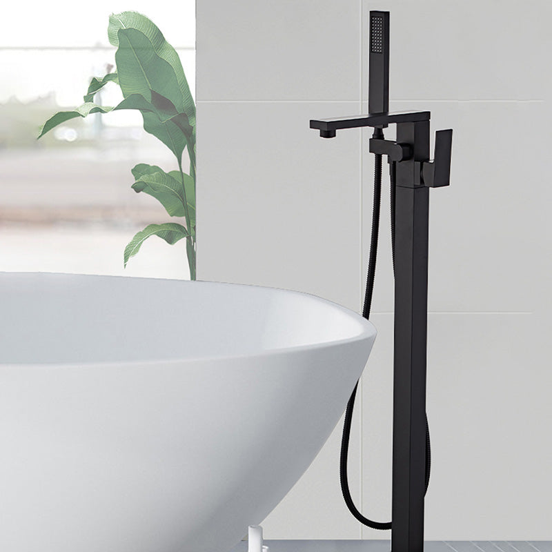 Modern Floor Mounted Freestanding Faucet 1-Handle Fixed Bath Filler Trim Clearhalo 'Bathroom Remodel & Bathroom Fixtures' 'Bathtub Faucets' 'bathtub_faucets' 'Home Improvement' 'home_improvement' 'home_improvement_bathtub_faucets' 6328265