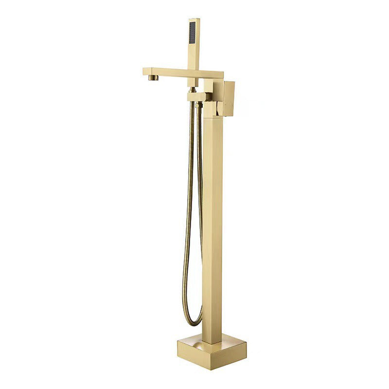 Modern Floor Mounted Freestanding Faucet 1-Handle Fixed Bath Filler Trim Gold Clearhalo 'Bathroom Remodel & Bathroom Fixtures' 'Bathtub Faucets' 'bathtub_faucets' 'Home Improvement' 'home_improvement' 'home_improvement_bathtub_faucets' 6328267
