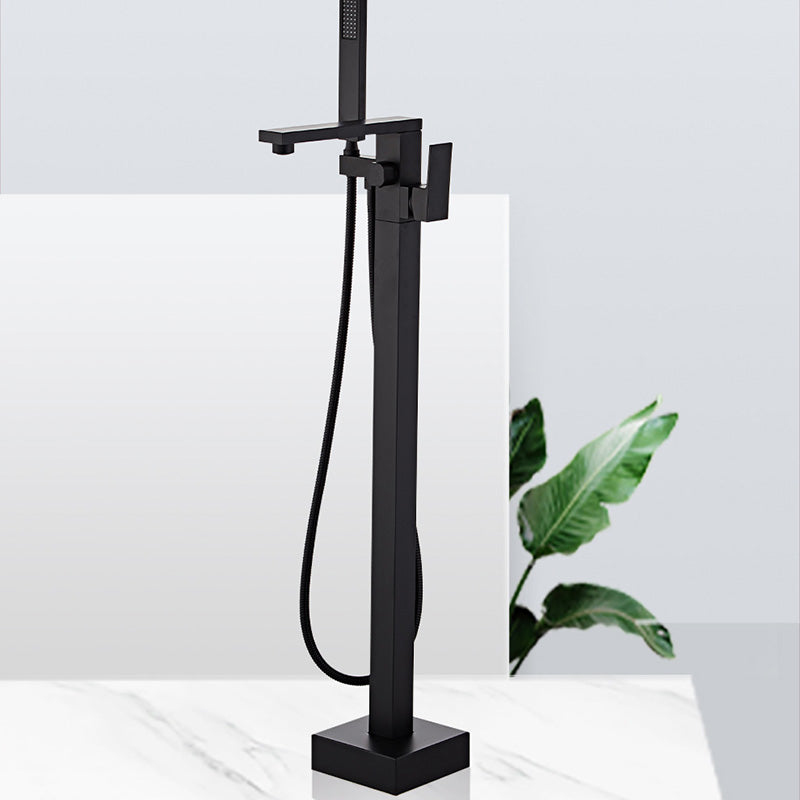Modern Floor Mounted Freestanding Faucet 1-Handle Fixed Bath Filler Trim Clearhalo 'Bathroom Remodel & Bathroom Fixtures' 'Bathtub Faucets' 'bathtub_faucets' 'Home Improvement' 'home_improvement' 'home_improvement_bathtub_faucets' 6328268