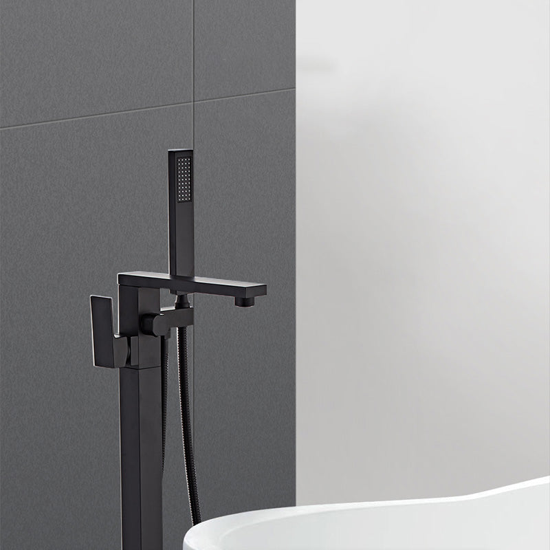 Modern Floor Mounted Freestanding Faucet 1-Handle Fixed Bath Filler Trim Clearhalo 'Bathroom Remodel & Bathroom Fixtures' 'Bathtub Faucets' 'bathtub_faucets' 'Home Improvement' 'home_improvement' 'home_improvement_bathtub_faucets' 6328272