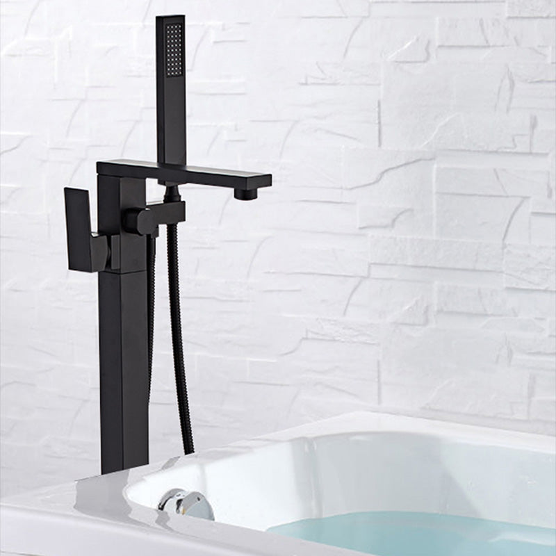 Modern Floor Mounted Freestanding Faucet 1-Handle Fixed Bath Filler Trim Clearhalo 'Bathroom Remodel & Bathroom Fixtures' 'Bathtub Faucets' 'bathtub_faucets' 'Home Improvement' 'home_improvement' 'home_improvement_bathtub_faucets' 6328282