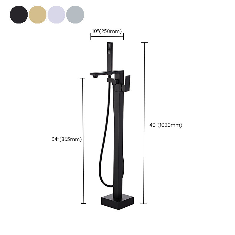 Modern Floor Mounted Freestanding Faucet 1-Handle Fixed Bath Filler Trim Clearhalo 'Bathroom Remodel & Bathroom Fixtures' 'Bathtub Faucets' 'bathtub_faucets' 'Home Improvement' 'home_improvement' 'home_improvement_bathtub_faucets' 6328283