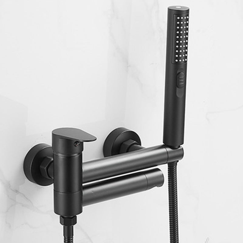 Modern Tub Spout Trim One Handle Wall Mount Tub Faucet with Handshower Clearhalo 'Bathroom Remodel & Bathroom Fixtures' 'Bathtub Faucets' 'bathtub_faucets' 'Home Improvement' 'home_improvement' 'home_improvement_bathtub_faucets' 6328287