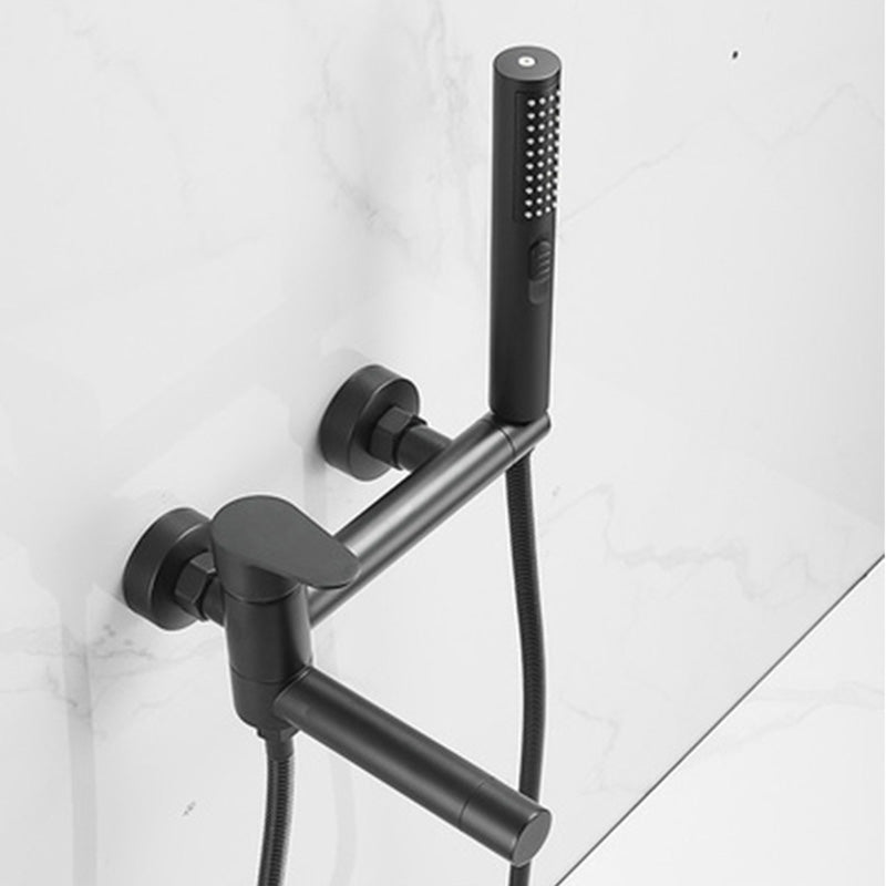 Modern Tub Spout Trim One Handle Wall Mount Tub Faucet with Handshower Clearhalo 'Bathroom Remodel & Bathroom Fixtures' 'Bathtub Faucets' 'bathtub_faucets' 'Home Improvement' 'home_improvement' 'home_improvement_bathtub_faucets' 6328289