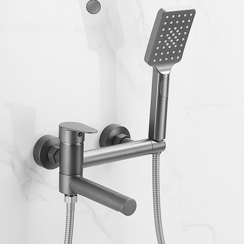 Modern Tub Spout Trim One Handle Wall Mount Tub Faucet with Handshower Grey Clearhalo 'Bathroom Remodel & Bathroom Fixtures' 'Bathtub Faucets' 'bathtub_faucets' 'Home Improvement' 'home_improvement' 'home_improvement_bathtub_faucets' 6328290