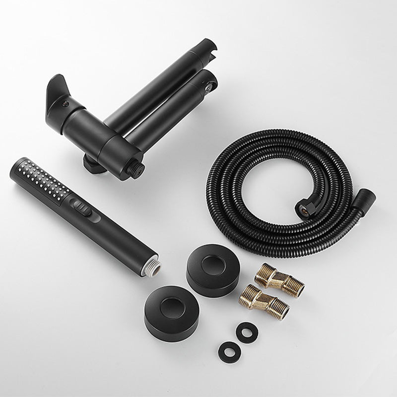 Modern Tub Spout Trim One Handle Wall Mount Tub Faucet with Handshower Clearhalo 'Bathroom Remodel & Bathroom Fixtures' 'Bathtub Faucets' 'bathtub_faucets' 'Home Improvement' 'home_improvement' 'home_improvement_bathtub_faucets' 6328291