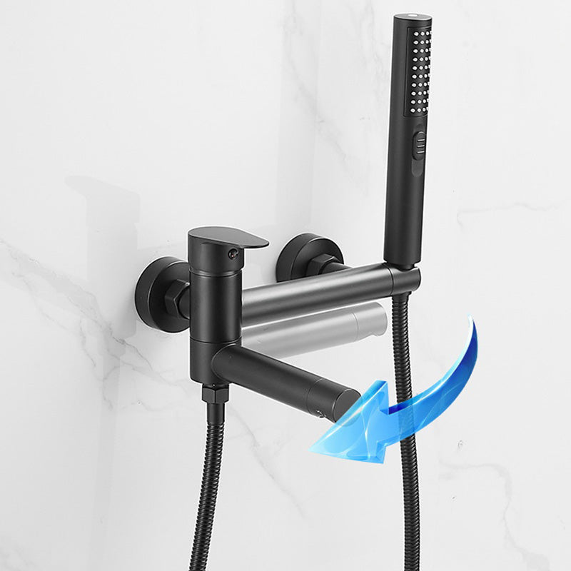 Modern Tub Spout Trim One Handle Wall Mount Tub Faucet with Handshower Clearhalo 'Bathroom Remodel & Bathroom Fixtures' 'Bathtub Faucets' 'bathtub_faucets' 'Home Improvement' 'home_improvement' 'home_improvement_bathtub_faucets' 6328294