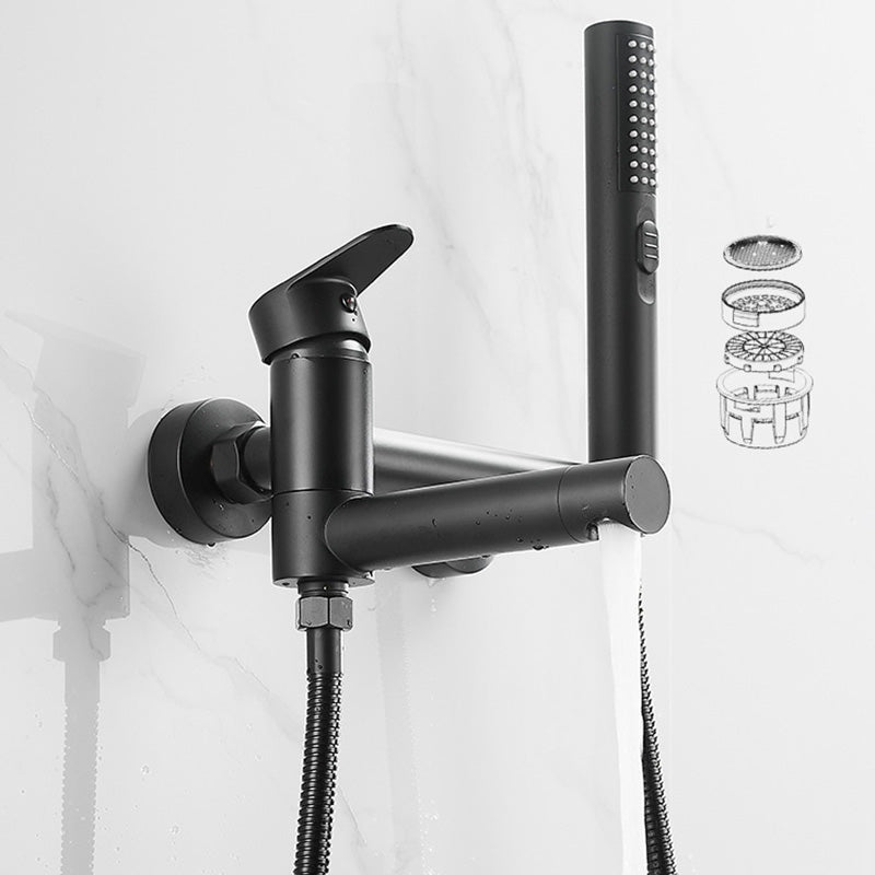 Modern Tub Spout Trim One Handle Wall Mount Tub Faucet with Handshower Clearhalo 'Bathroom Remodel & Bathroom Fixtures' 'Bathtub Faucets' 'bathtub_faucets' 'Home Improvement' 'home_improvement' 'home_improvement_bathtub_faucets' 6328298