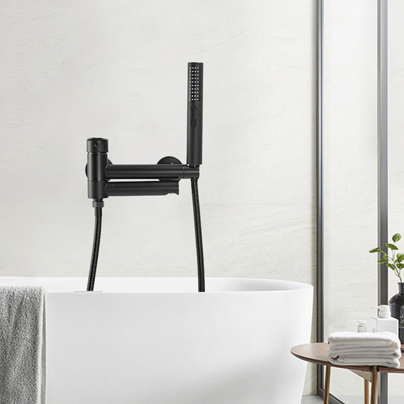 Modern Tub Spout Trim One Handle Wall Mount Tub Faucet with Handshower Clearhalo 'Bathroom Remodel & Bathroom Fixtures' 'Bathtub Faucets' 'bathtub_faucets' 'Home Improvement' 'home_improvement' 'home_improvement_bathtub_faucets' 6328303