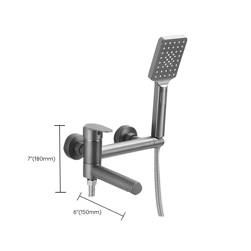 Modern Tub Spout Trim One Handle Wall Mount Tub Faucet with Handshower Clearhalo 'Bathroom Remodel & Bathroom Fixtures' 'Bathtub Faucets' 'bathtub_faucets' 'Home Improvement' 'home_improvement' 'home_improvement_bathtub_faucets' 6328305