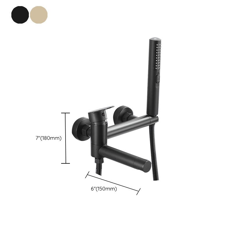 Modern Tub Spout Trim One Handle Wall Mount Tub Faucet with Handshower Clearhalo 'Bathroom Remodel & Bathroom Fixtures' 'Bathtub Faucets' 'bathtub_faucets' 'Home Improvement' 'home_improvement' 'home_improvement_bathtub_faucets' 6328306