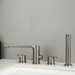 Modern Bathtub Faucet Deck Mounted Roman Tub Faucet Trim with Handshower Grey 4 Hole Faucets Clearhalo 'Bathroom Remodel & Bathroom Fixtures' 'Bathtub Faucets' 'bathtub_faucets' 'Home Improvement' 'home_improvement' 'home_improvement_bathtub_faucets' 6328310