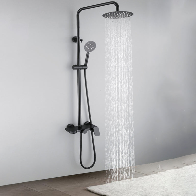 Modern Oval Swivel Shower Stainless Steel Shower Head Shower Faucet on Wall Black Clearhalo 'Bathroom Remodel & Bathroom Fixtures' 'Home Improvement' 'home_improvement' 'home_improvement_shower_faucets' 'Shower Faucets & Systems' 'shower_faucets' 'Showers & Bathtubs Plumbing' 'Showers & Bathtubs' 6328329