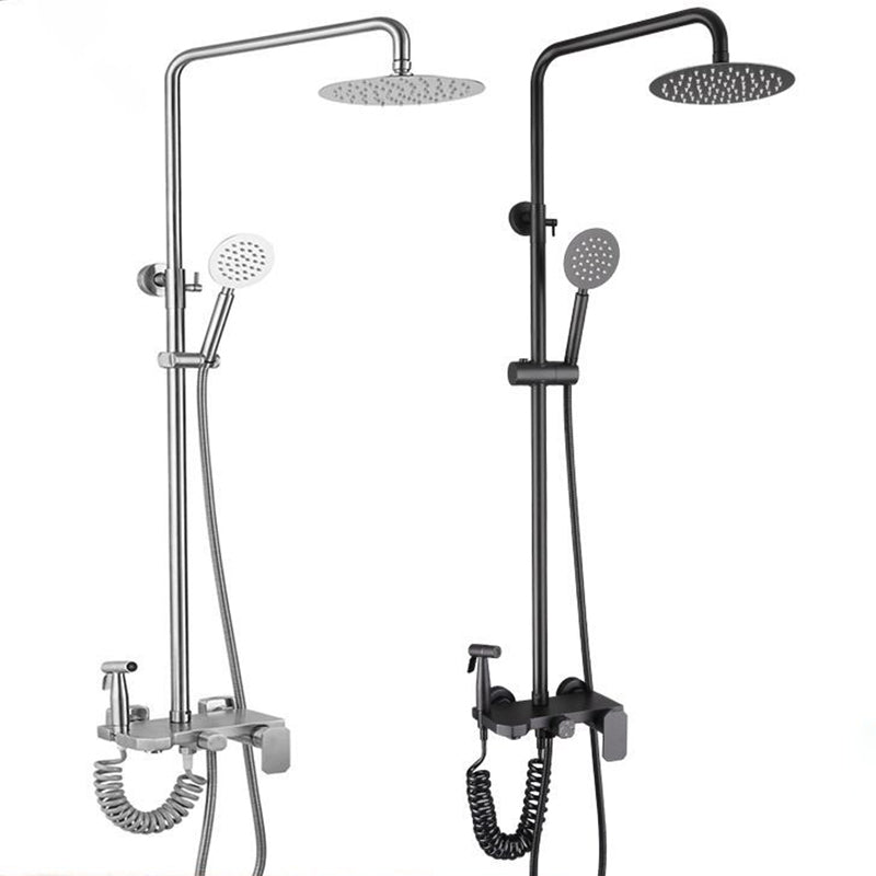Modern Oval Swivel Shower Stainless Steel Shower Head Shower Faucet on Wall Clearhalo 'Bathroom Remodel & Bathroom Fixtures' 'Home Improvement' 'home_improvement' 'home_improvement_shower_faucets' 'Shower Faucets & Systems' 'shower_faucets' 'Showers & Bathtubs Plumbing' 'Showers & Bathtubs' 6328333