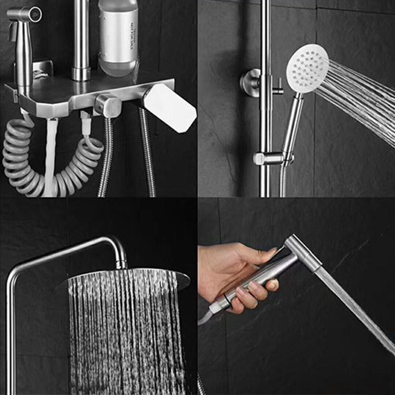 Modern Oval Swivel Shower Stainless Steel Shower Head Shower Faucet on Wall Clearhalo 'Bathroom Remodel & Bathroom Fixtures' 'Home Improvement' 'home_improvement' 'home_improvement_shower_faucets' 'Shower Faucets & Systems' 'shower_faucets' 'Showers & Bathtubs Plumbing' 'Showers & Bathtubs' 6328349