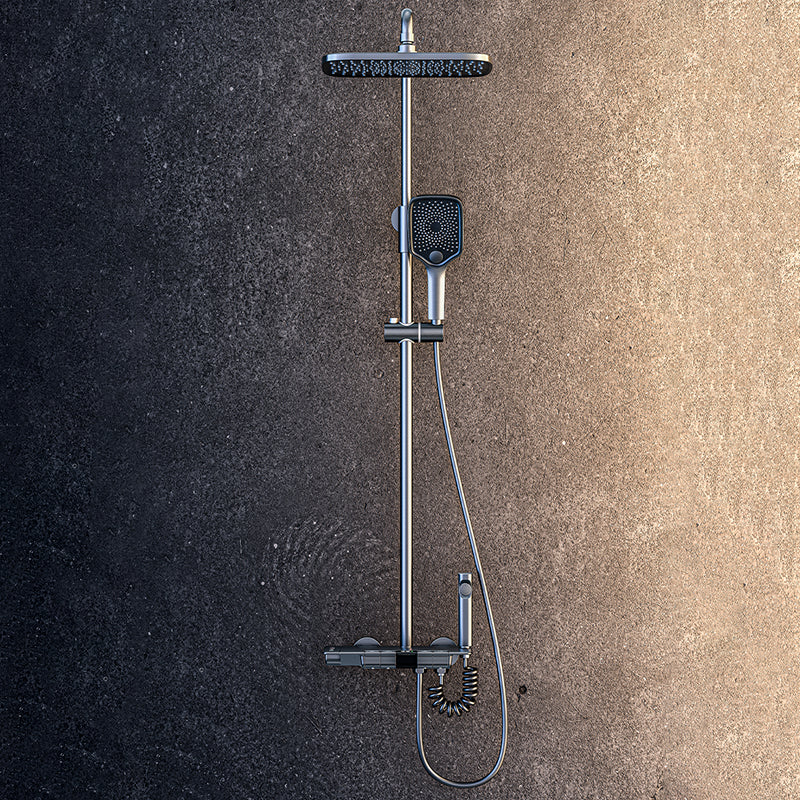 Modern Brass Shower System Wall Mounted Shower Set with Handheld Shower Head Clearhalo 'Bathroom Remodel & Bathroom Fixtures' 'Home Improvement' 'home_improvement' 'home_improvement_shower_faucets' 'Shower Faucets & Systems' 'shower_faucets' 'Showers & Bathtubs Plumbing' 'Showers & Bathtubs' 6328353