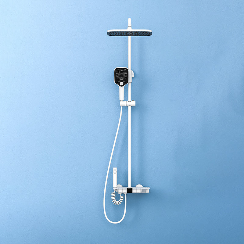 Modern Brass Shower System Wall Mounted Shower Set with Handheld Shower Head White 4 Temperature Control Clearhalo 'Bathroom Remodel & Bathroom Fixtures' 'Home Improvement' 'home_improvement' 'home_improvement_shower_faucets' 'Shower Faucets & Systems' 'shower_faucets' 'Showers & Bathtubs Plumbing' 'Showers & Bathtubs' 6328363