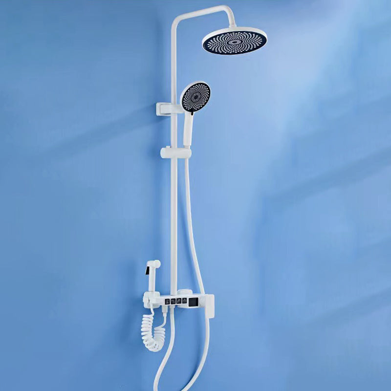 Contemporary Shower System Wall Mounted Shower System with Hand Shower Matte White Clearhalo 'Bathroom Remodel & Bathroom Fixtures' 'Home Improvement' 'home_improvement' 'home_improvement_shower_faucets' 'Shower Faucets & Systems' 'shower_faucets' 'Showers & Bathtubs Plumbing' 'Showers & Bathtubs' 6328422