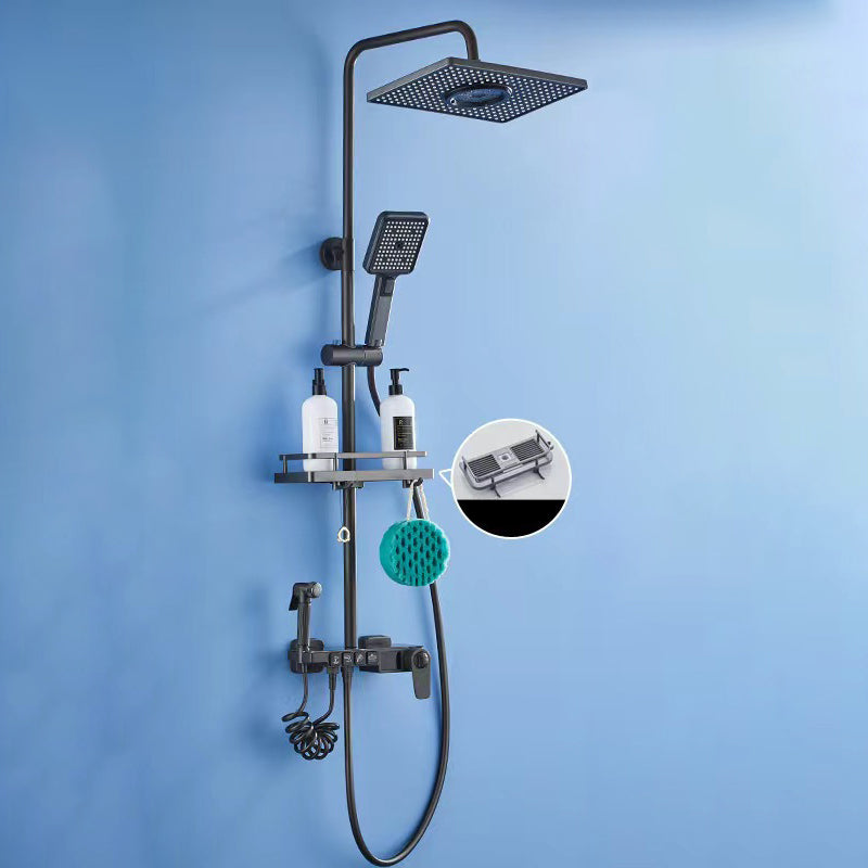 Contemporary Shower System Wall Mounted Shower System with Hand Shower Matte Gray Clearhalo 'Bathroom Remodel & Bathroom Fixtures' 'Home Improvement' 'home_improvement' 'home_improvement_shower_faucets' 'Shower Faucets & Systems' 'shower_faucets' 'Showers & Bathtubs Plumbing' 'Showers & Bathtubs' 6328424