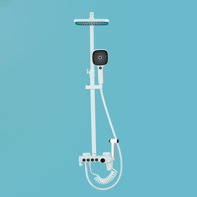 Modern Shower System Wall Mounted Rectangle Shower System with Hand Shower White Thermostatic Clearhalo 'Bathroom Remodel & Bathroom Fixtures' 'Home Improvement' 'home_improvement' 'home_improvement_shower_faucets' 'Shower Faucets & Systems' 'shower_faucets' 'Showers & Bathtubs Plumbing' 'Showers & Bathtubs' 6328454