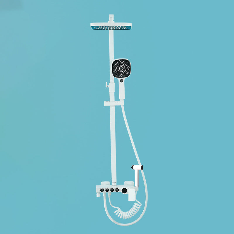 Modern Shower System Wall Mounted Rectangle Shower System with Hand Shower White Temperature Control Clearhalo 'Bathroom Remodel & Bathroom Fixtures' 'Home Improvement' 'home_improvement' 'home_improvement_shower_faucets' 'Shower Faucets & Systems' 'shower_faucets' 'Showers & Bathtubs Plumbing' 'Showers & Bathtubs' 6328459