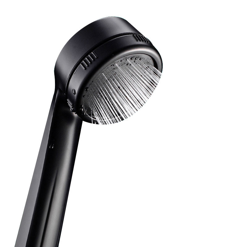 Contemporary Shower Head Round Handheld Shower Head Combo in Black Clearhalo 'Bathroom Remodel & Bathroom Fixtures' 'Home Improvement' 'home_improvement' 'home_improvement_shower_heads' 'Shower Heads' 'shower_heads' 'Showers & Bathtubs Plumbing' 'Showers & Bathtubs' 6328547