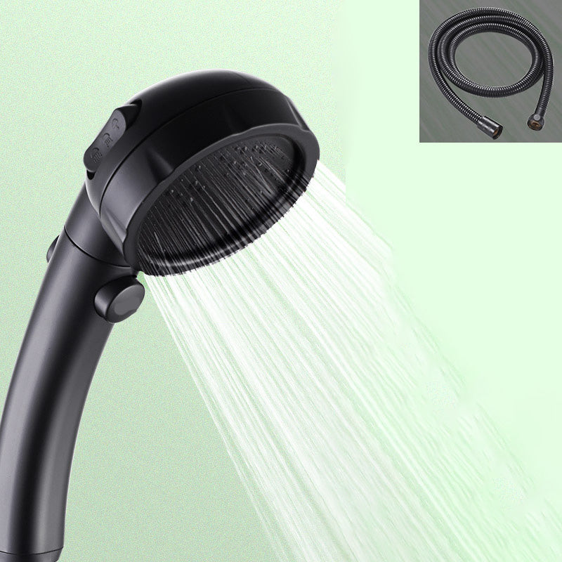 Contemporary Shower Head Round Handheld Shower Head Combo in Black Semicircle Shower Head with Hose Clearhalo 'Bathroom Remodel & Bathroom Fixtures' 'Home Improvement' 'home_improvement' 'home_improvement_shower_heads' 'Shower Heads' 'shower_heads' 'Showers & Bathtubs Plumbing' 'Showers & Bathtubs' 6328549