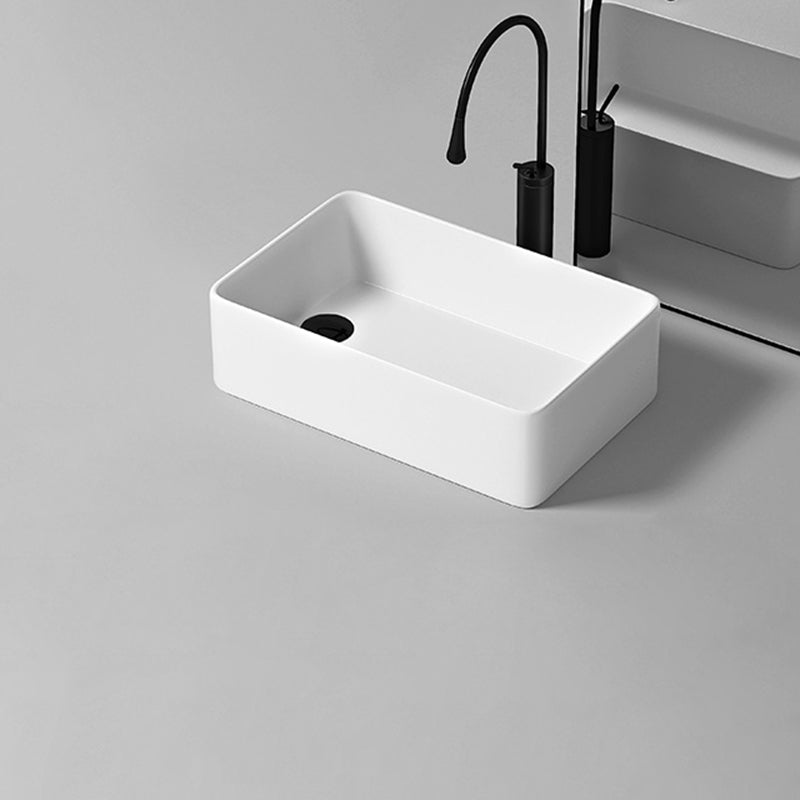 Contemporary Bathroom Sink Porcelain Rectangular Vessel with Pop-Up Drain Clearhalo 'Bathroom Remodel & Bathroom Fixtures' 'Bathroom Sinks & Faucet Components' 'Bathroom Sinks' 'bathroom_sink' 'Home Improvement' 'home_improvement' 'home_improvement_bathroom_sink' 6328769