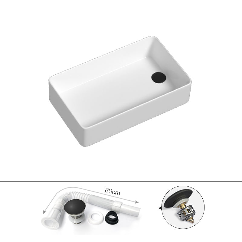 Contemporary Bathroom Sink Porcelain Rectangular Vessel with Pop-Up Drain 22"L x 14"W x 5"H None Sink Clearhalo 'Bathroom Remodel & Bathroom Fixtures' 'Bathroom Sinks & Faucet Components' 'Bathroom Sinks' 'bathroom_sink' 'Home Improvement' 'home_improvement' 'home_improvement_bathroom_sink' 6328771