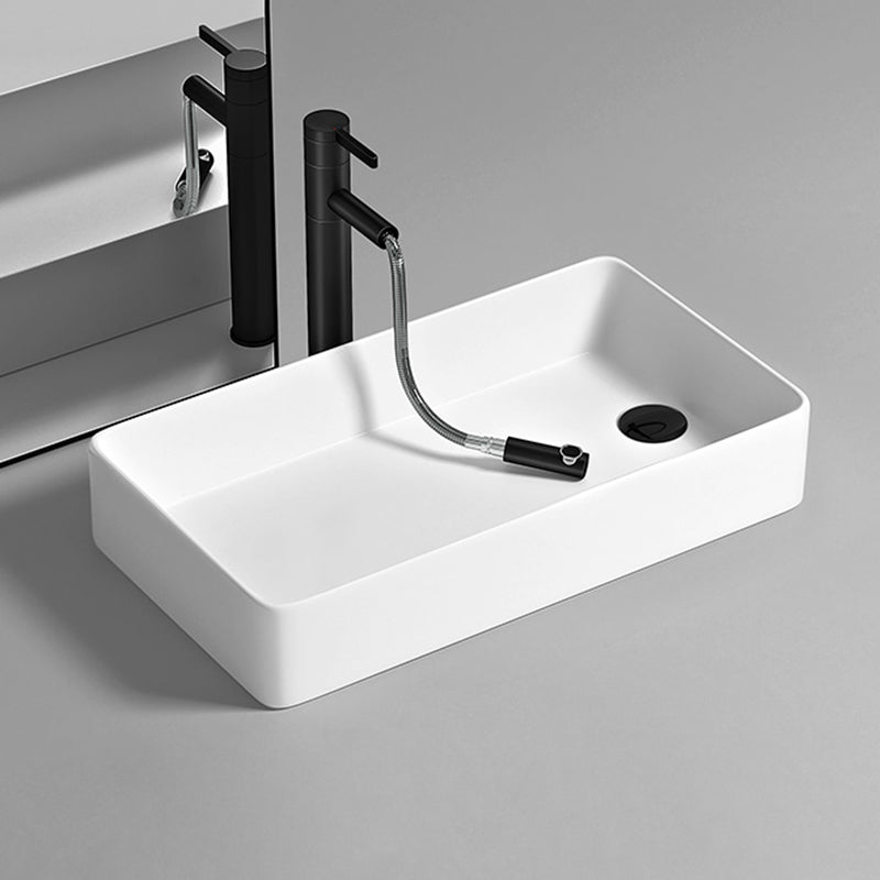 Contemporary Bathroom Sink Porcelain Rectangular Vessel with Pop-Up Drain Clearhalo 'Bathroom Remodel & Bathroom Fixtures' 'Bathroom Sinks & Faucet Components' 'Bathroom Sinks' 'bathroom_sink' 'Home Improvement' 'home_improvement' 'home_improvement_bathroom_sink' 6328774
