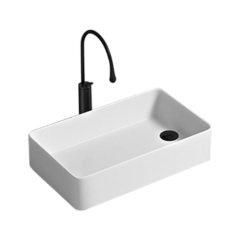 Contemporary Bathroom Sink Porcelain Rectangular Vessel with Pop-Up Drain Clearhalo 'Bathroom Remodel & Bathroom Fixtures' 'Bathroom Sinks & Faucet Components' 'Bathroom Sinks' 'bathroom_sink' 'Home Improvement' 'home_improvement' 'home_improvement_bathroom_sink' 6328776