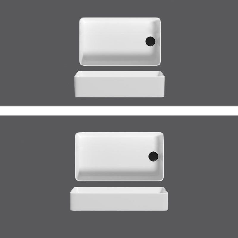 Contemporary Bathroom Sink Porcelain Rectangular Vessel with Pop-Up Drain Clearhalo 'Bathroom Remodel & Bathroom Fixtures' 'Bathroom Sinks & Faucet Components' 'Bathroom Sinks' 'bathroom_sink' 'Home Improvement' 'home_improvement' 'home_improvement_bathroom_sink' 6328778