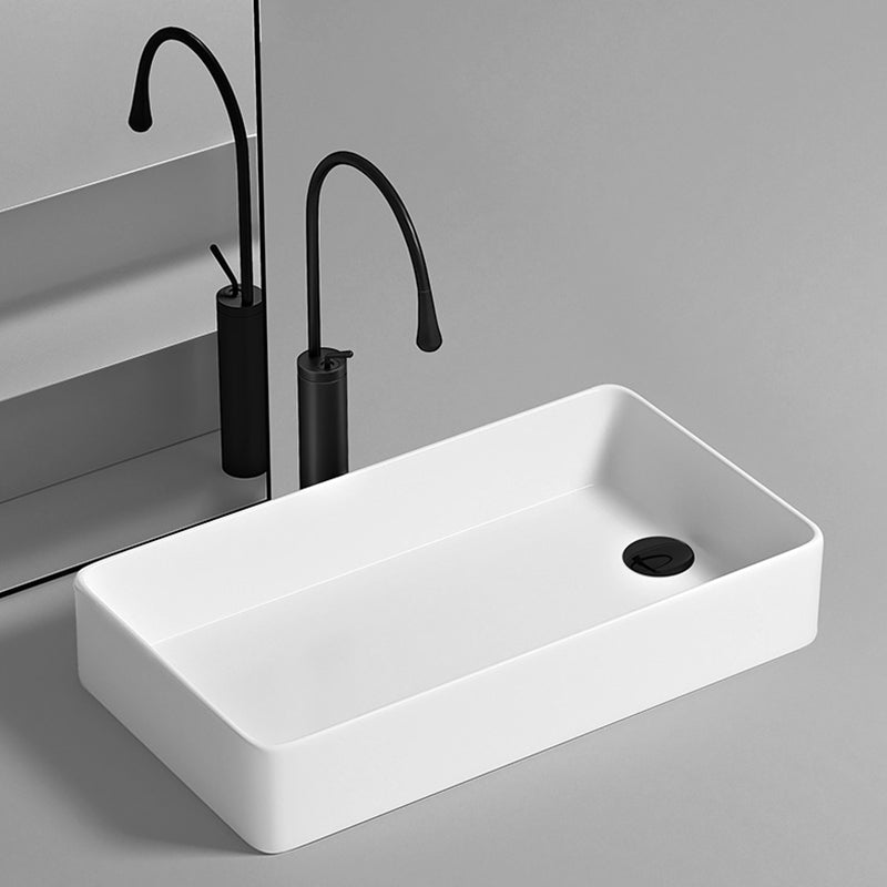 Contemporary Bathroom Sink Porcelain Rectangular Vessel with Pop-Up Drain Clearhalo 'Bathroom Remodel & Bathroom Fixtures' 'Bathroom Sinks & Faucet Components' 'Bathroom Sinks' 'bathroom_sink' 'Home Improvement' 'home_improvement' 'home_improvement_bathroom_sink' 6328781