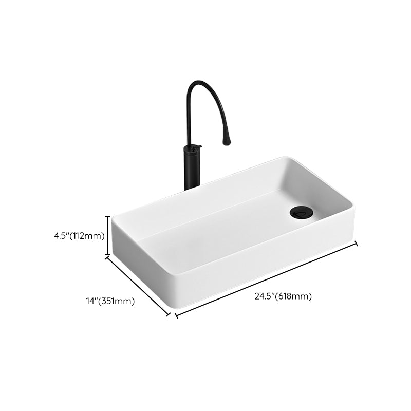 Contemporary Bathroom Sink Porcelain Rectangular Vessel with Pop-Up Drain Clearhalo 'Bathroom Remodel & Bathroom Fixtures' 'Bathroom Sinks & Faucet Components' 'Bathroom Sinks' 'bathroom_sink' 'Home Improvement' 'home_improvement' 'home_improvement_bathroom_sink' 6328787