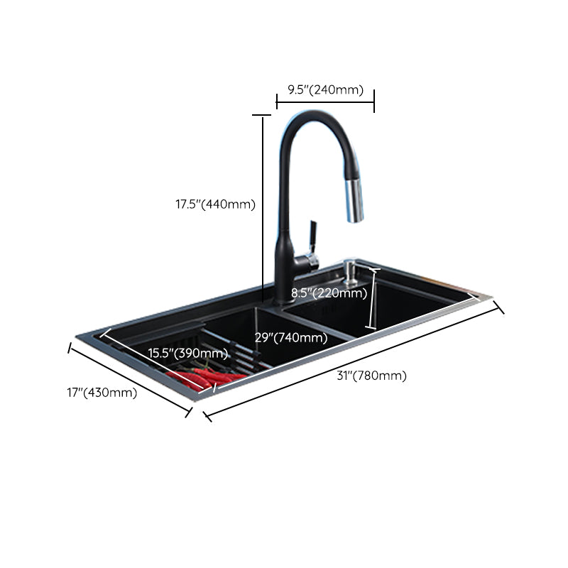 Modern Kitchen Sink Stainless Steel 2 Holes Drop-In Wear-resistant Kitchen Sink Clearhalo 'Home Improvement' 'home_improvement' 'home_improvement_kitchen_sinks' 'Kitchen Remodel & Kitchen Fixtures' 'Kitchen Sinks & Faucet Components' 'Kitchen Sinks' 'kitchen_sinks' 6330048