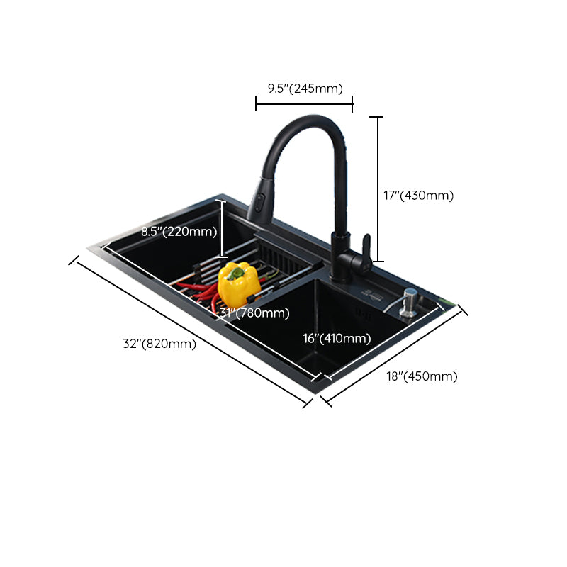 Modern Kitchen Sink Stainless Steel 2 Holes Drop-In Wear-resistant Kitchen Sink Clearhalo 'Home Improvement' 'home_improvement' 'home_improvement_kitchen_sinks' 'Kitchen Remodel & Kitchen Fixtures' 'Kitchen Sinks & Faucet Components' 'Kitchen Sinks' 'kitchen_sinks' 6330054