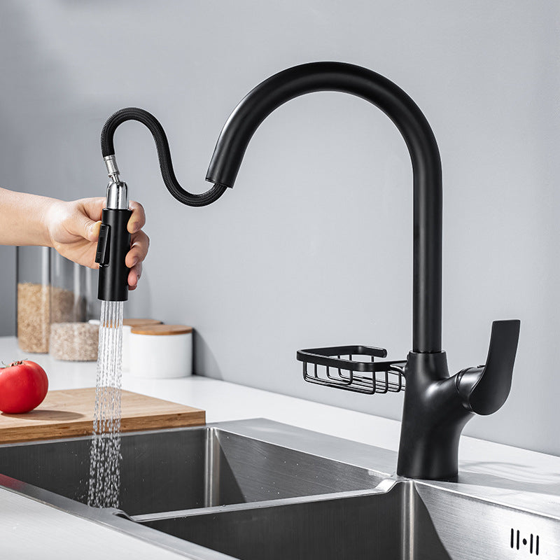 Modern Bar Faucet Brass Pulldown Sprayer Swivel Spout Kitchen Sink Faucet Clearhalo 'Home Improvement' 'home_improvement' 'home_improvement_kitchen_faucets' 'Kitchen Faucets' 'Kitchen Remodel & Kitchen Fixtures' 'Kitchen Sinks & Faucet Components' 'kitchen_faucets' 6333275