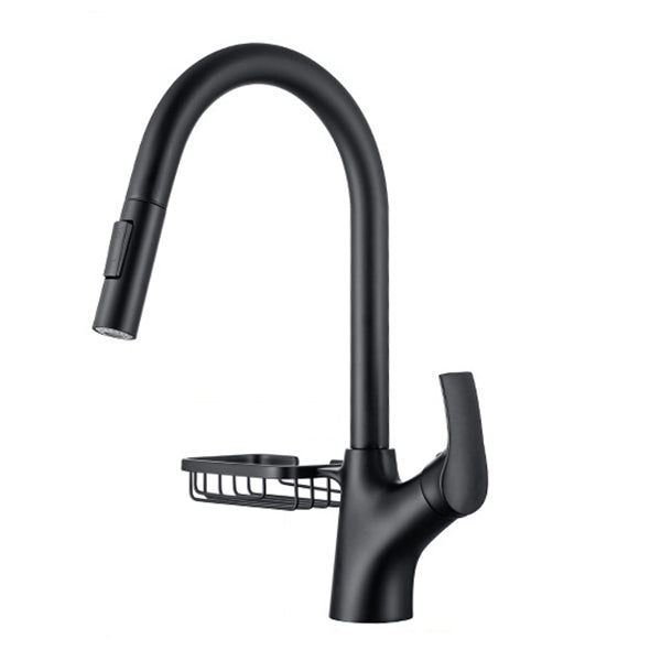 Modern Bar Faucet Brass Pulldown Sprayer Swivel Spout Kitchen Sink Faucet Clearhalo 'Home Improvement' 'home_improvement' 'home_improvement_kitchen_faucets' 'Kitchen Faucets' 'Kitchen Remodel & Kitchen Fixtures' 'Kitchen Sinks & Faucet Components' 'kitchen_faucets' 6333277
