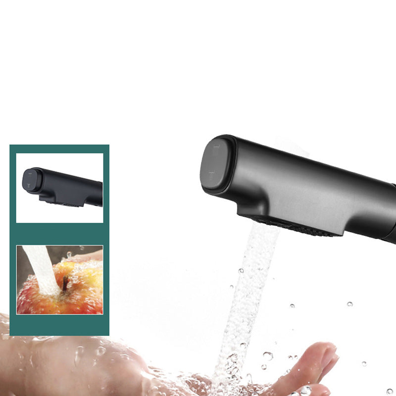 Modern Style Retractable Faucet Copper Single Handle Faucet for Kitchen Clearhalo 'Home Improvement' 'home_improvement' 'home_improvement_kitchen_faucets' 'Kitchen Faucets' 'Kitchen Remodel & Kitchen Fixtures' 'Kitchen Sinks & Faucet Components' 'kitchen_faucets' 6333297