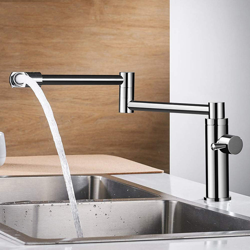 Swivel Spout 3-Function Pot Filler Kitchen Faucet Modern Pot Filler in Polished Chrome Clearhalo 'Home Improvement' 'home_improvement' 'home_improvement_kitchen_faucets' 'Kitchen Faucets' 'Kitchen Remodel & Kitchen Fixtures' 'Kitchen Sinks & Faucet Components' 'kitchen_faucets' 6333328